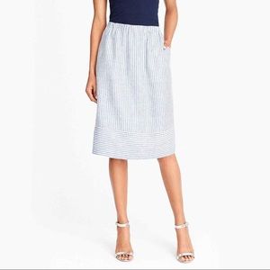 J. Crew Factory Striped Cotton-Linen Midi Skirt
